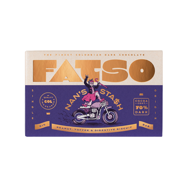 Fatso Chocolate Nan's Stash 70% Dark Chocolate Chunky Bar