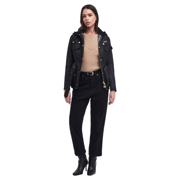 Barbour International International Waxed Jacket in Black