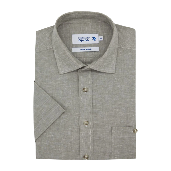 Double Two Linen/Cotton Short Sleeve Shirt for Men