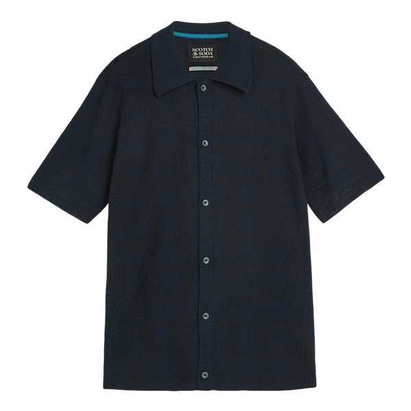 Scotch & Soda Tone On Tone Knitted Short Sleeve Shirt