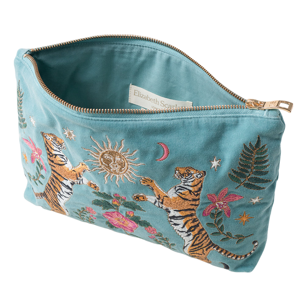 Elizabeth Scarlett Celestial Tigers Velvet Everyday Pouch
