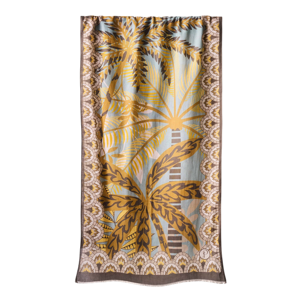 Powder Patterned Palms Cotton Scarf