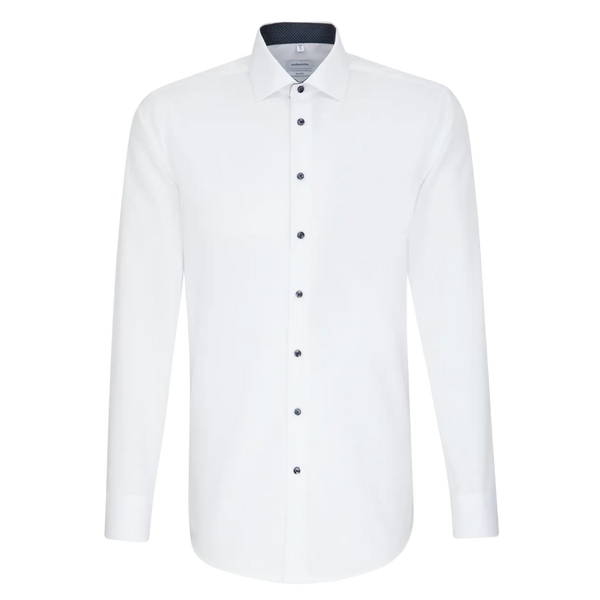 Seidensticker Long Sleeve Tailored Fit Shirt With Polka Dot Trim