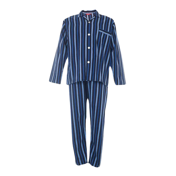 Christopher James Elasticated Waist Stripe Pyjamas for Men in Navy & Blue