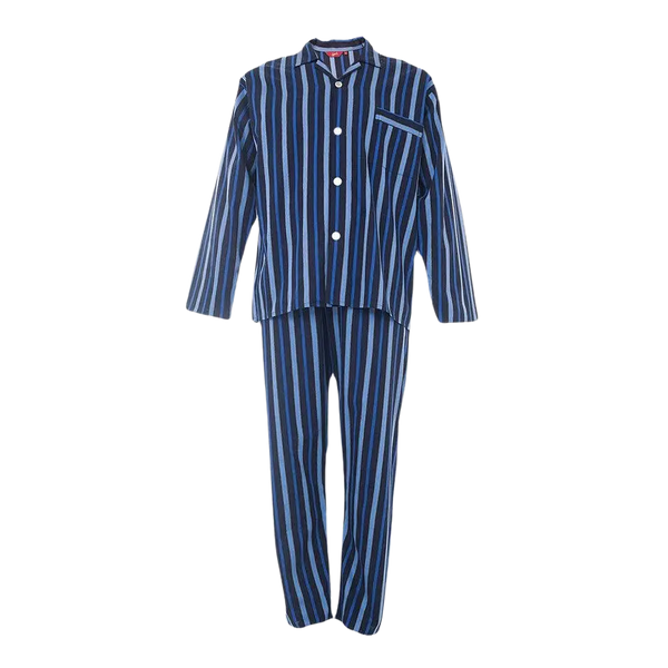 Christopher James Elasticated Waist Stripe Pyjamas in Navy & Blue