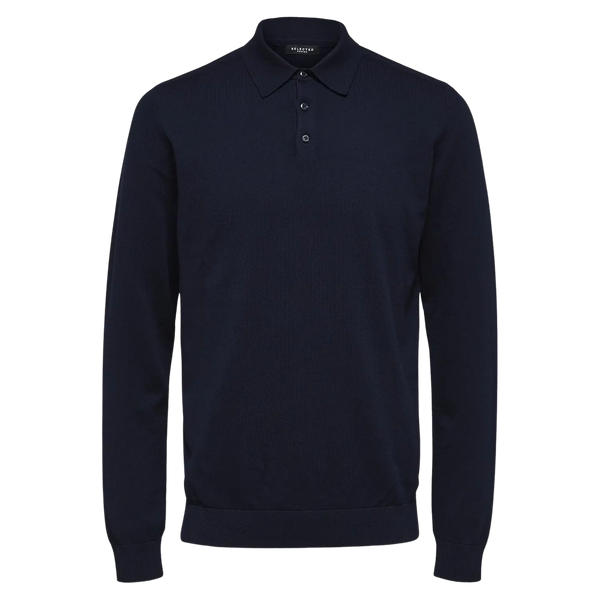 Selected Berg Long Sleeve Knit Polo Shirt for Men