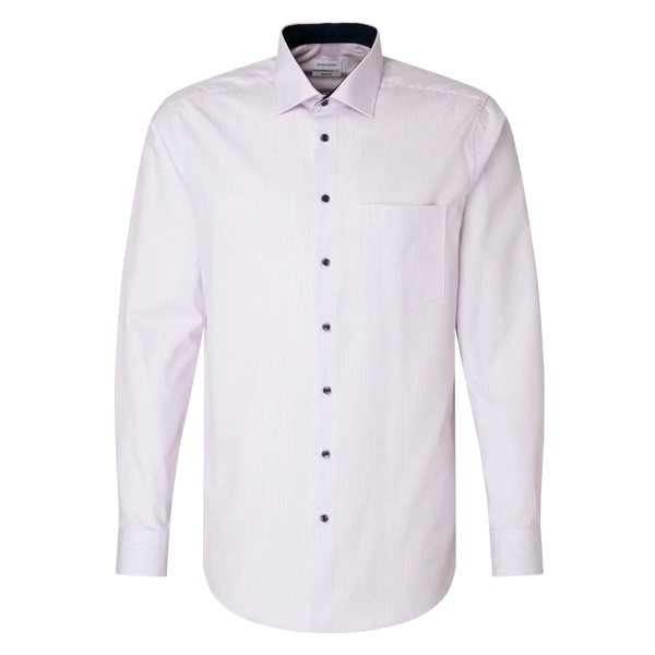Seidensticker Long Sleeve Regular Fit Stripe Shirt With Trim