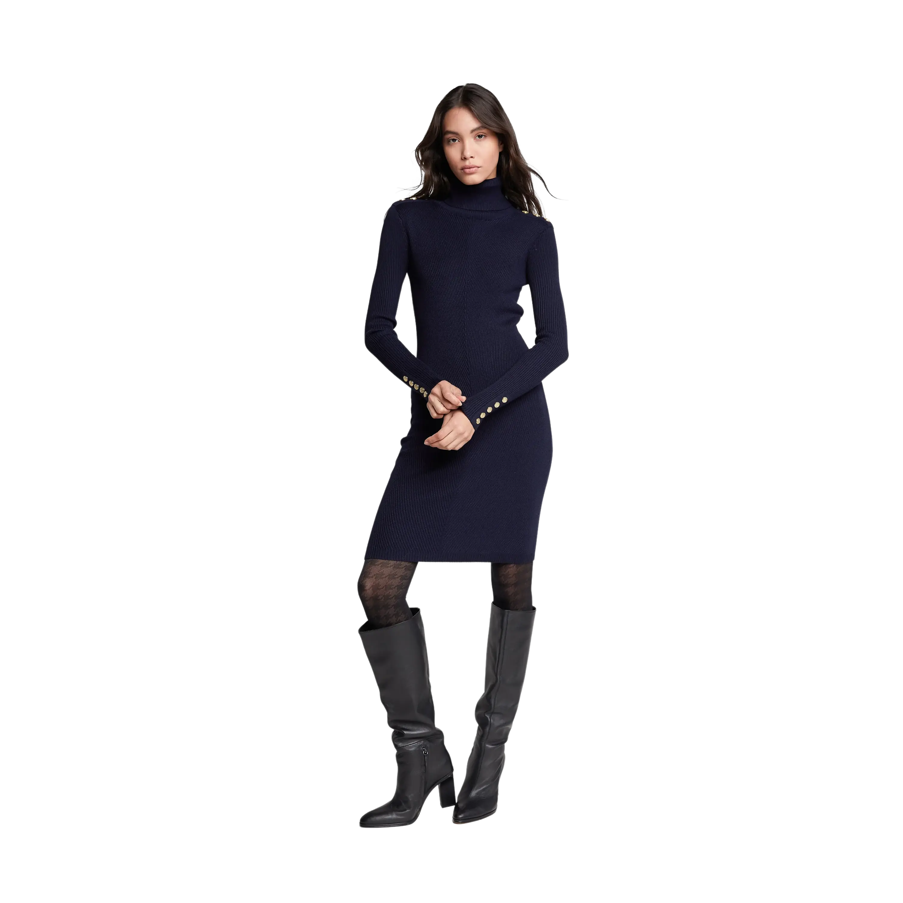 holland cooper knitted dress Kensington Midi Jumper Dress (Black)