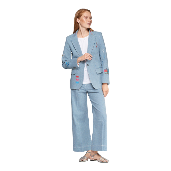 Vilagallo Heather Embroidery Denim Raya Jacket