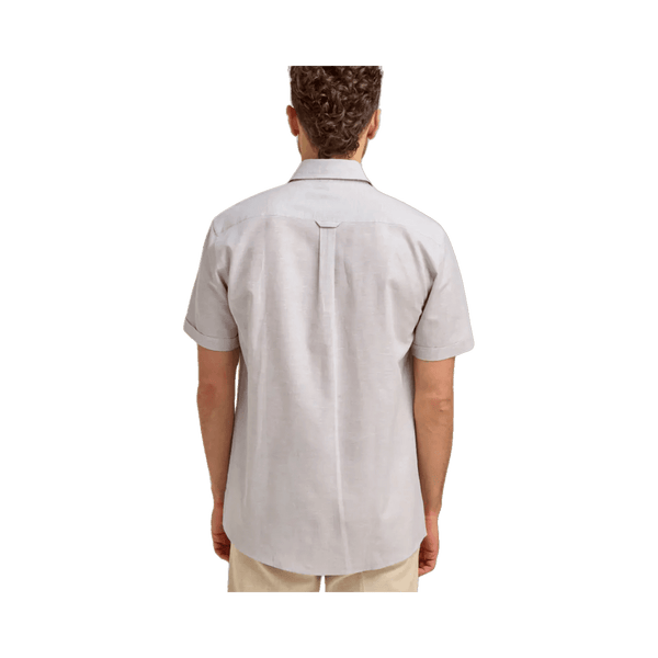 Double Two Short Sleeve Linen Blend Shirt for Men