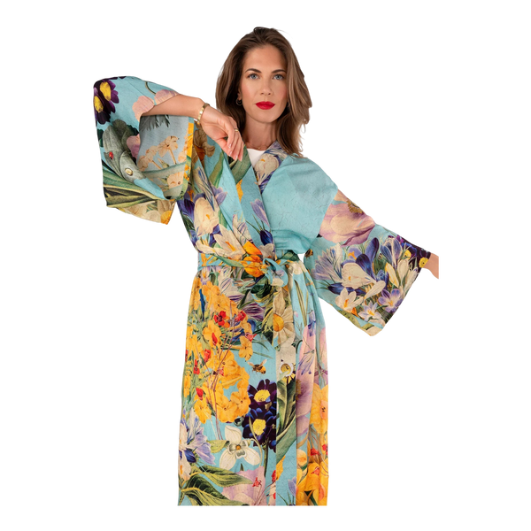 Powder Modal/cupro Long Kimono Gown
