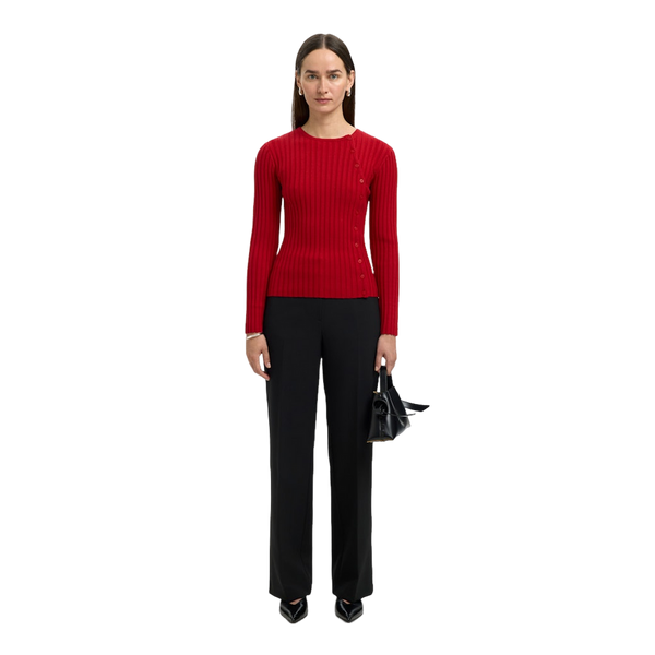 Selected Slfhelen Ls Knit Button O-neck Top