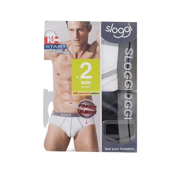 Sloggi Mens Start Midi Brief Set in Black/White