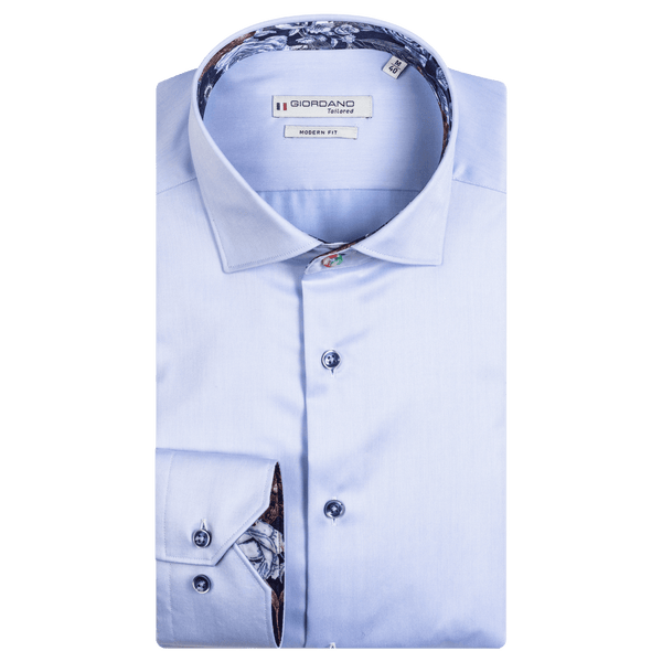 Giordano Superfine Twill Long Sleeve Shirt With Trim for Men