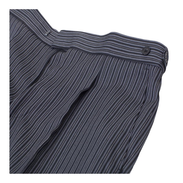 Coes Masonic Pleat Front Suit Trousers for Men in Black and Grey Pin Stripe