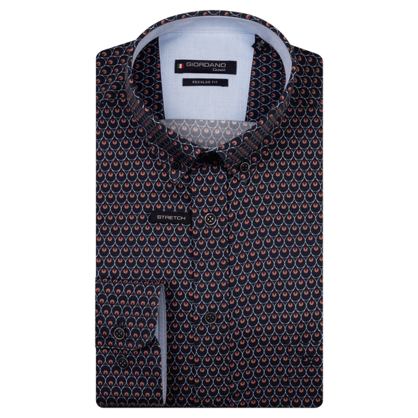 Giordano Long Sleeve Button Down Print Shirt