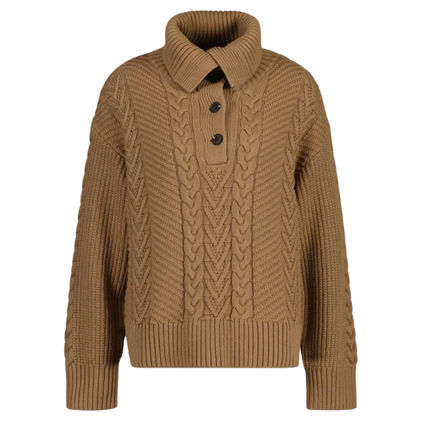 GANT Cable Texture Buttoned Roll Turtleneck Sweater