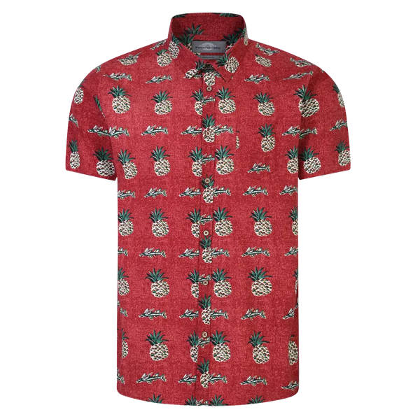 Peter Gribby Pineapple Print Short Sleeve Shirt