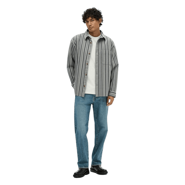 Selected Boxy-James Striped Overshirt for Men