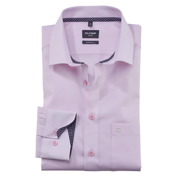 OLYMP Long Sleeve Plain Linen Look Shirt for Men