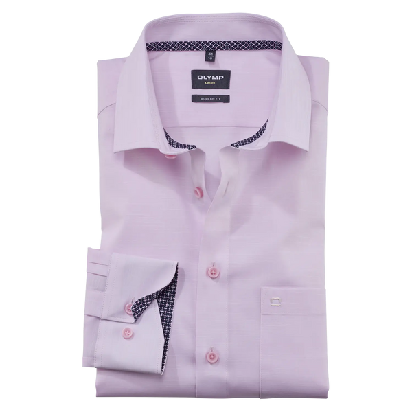 OLYMP Long Sleeve Plain Linen Look Shirt