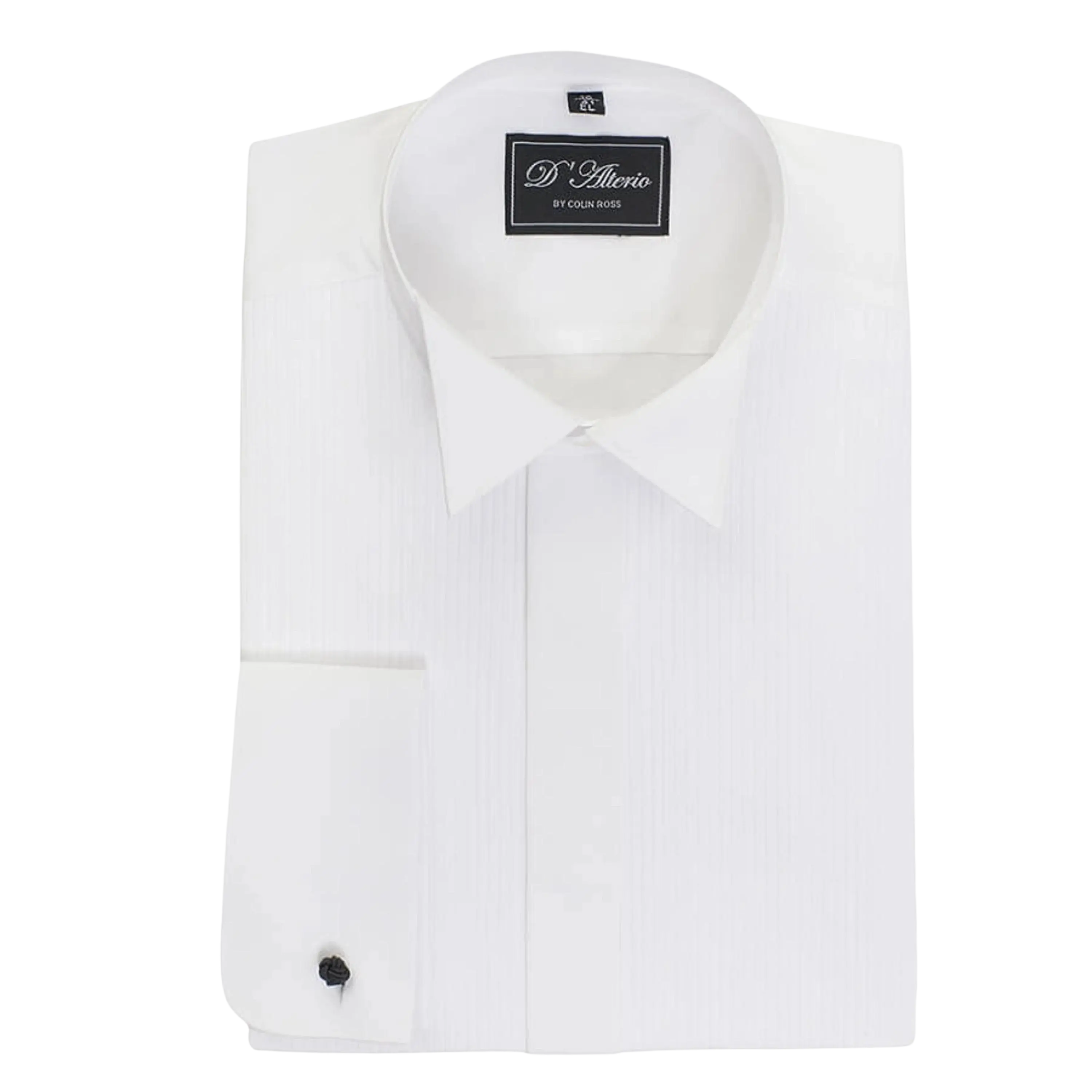 Pleated Wing Collar Dress Shirt in White X Long Length