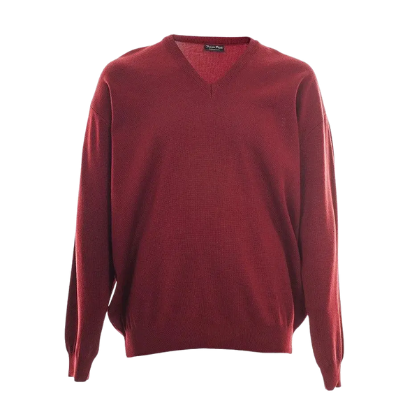 Franco Ponti V Neck Pullover for Men in Red 2XL-6XL Extra Long