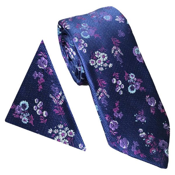 William Turner Occasion Wide Text Floral Tie and Pocket Square Set