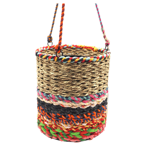 Jardinopia Munja & Sari Fabric Hanging Planters With Metal Liner