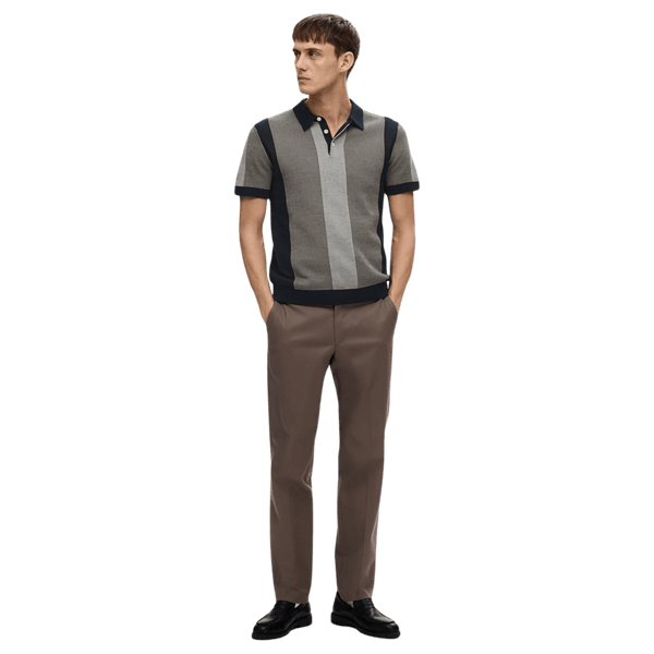 Selected Mattis Short Sleeve Knitted Stripe Polo Shirt