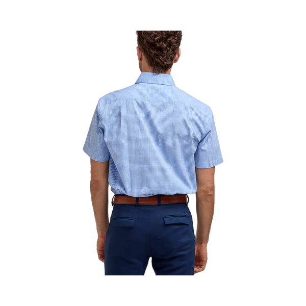 Double Two Small Check Short Sleeve Formal Shirt for Men