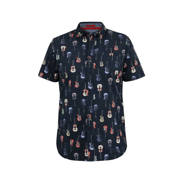 Duke Barratt Guitar Print Short Sleeve Shirt for Men