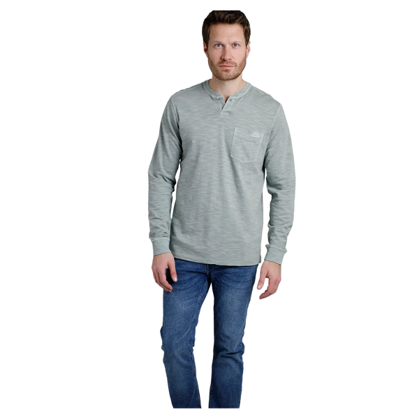 Weird Fish Mackay Garment Dyed Long Sleeve Henley T-Shirt