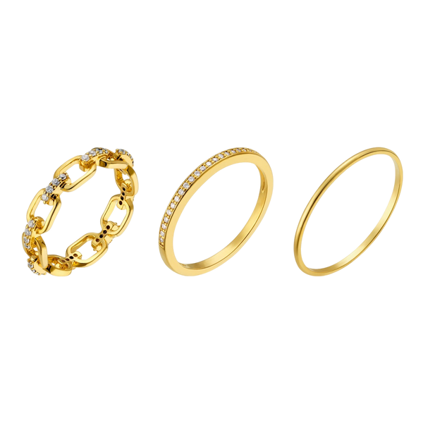 Orelia Jewellery Pave Chain Link Stacking Ring Set