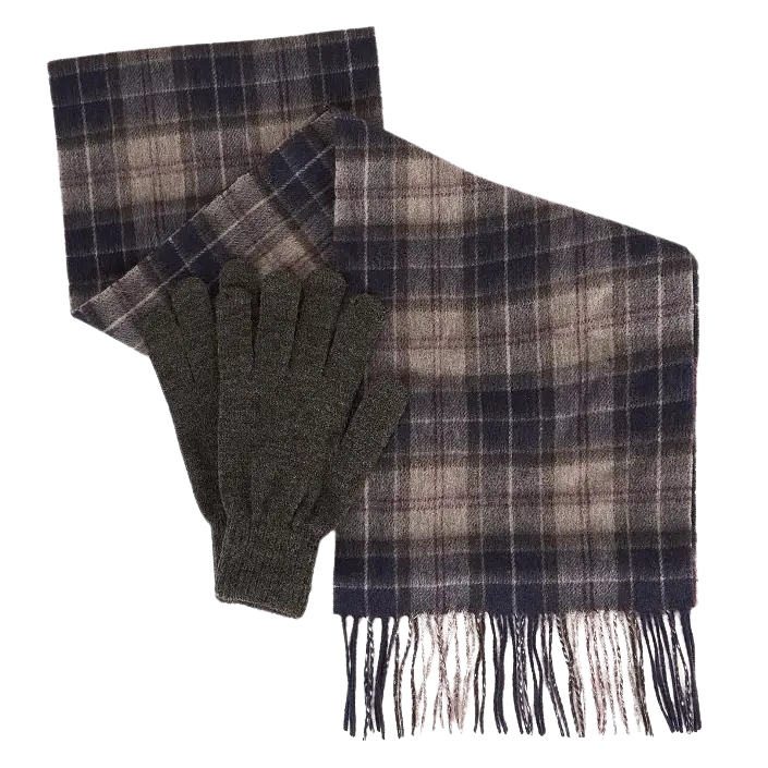 Barbour Tartan Scarf Glove Gift Set For Men Coes