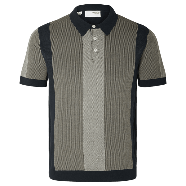 Selected Mattis Short Sleeve Knitted Stripe Polo Shirt