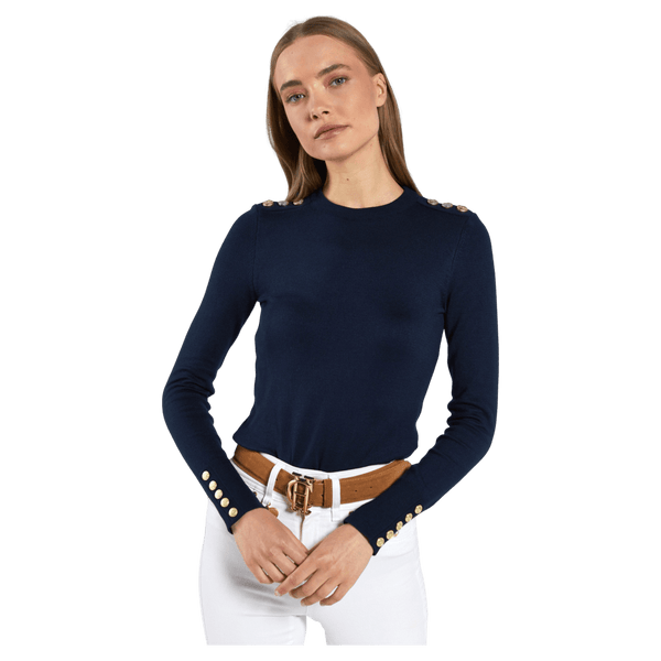 Holland Cooper Button Crew Neck Jumper