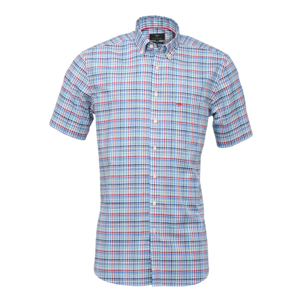 Fynch-Hatton Multi Check Short Sleeve Shirt for Men