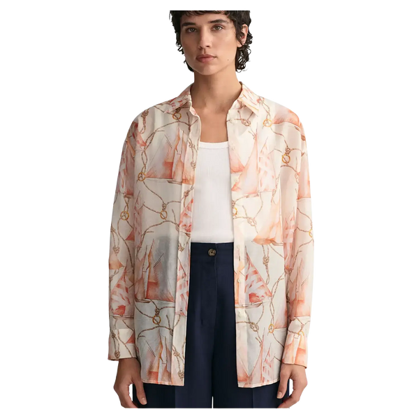 GANT Relaxed Fit Sailing Print Cotton Silk Shirt for Women