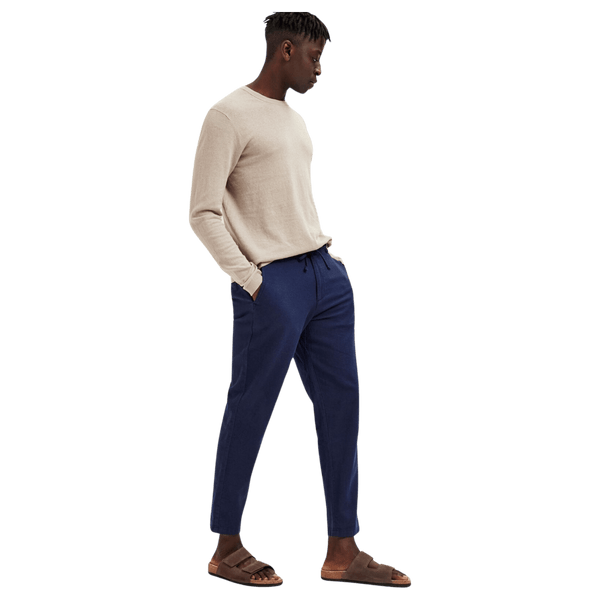 Selected Slim Fit Tapered Linen Trousers for Men