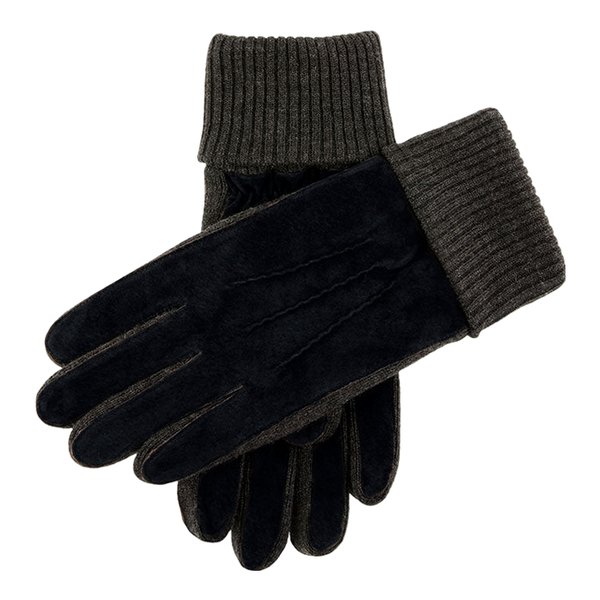 Dents Kendal Three-Point Fleece-Lined Suede Gloves with Knitted Cuffs