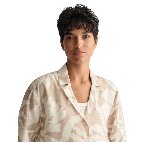 GANT Relaxed Palm Print Short Sleeve Linen Shirt