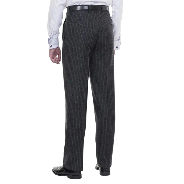 The Label Classic Fit Wool Suit Trousers in Charcoal Stripe