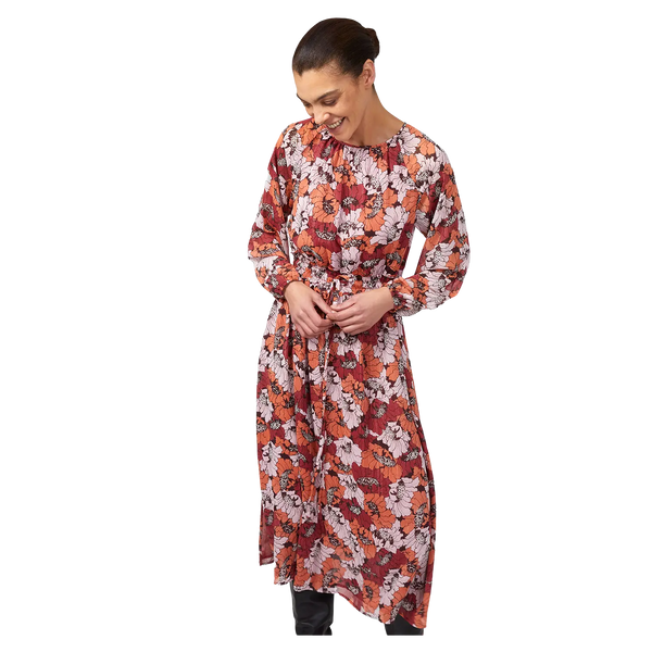 Great Plains Retro Poppy Long Sleeve Midi Dress for Women