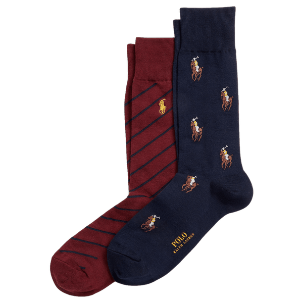 Polo Ralph Lauren Signature Pony & Striped Sock Two Pack for Men