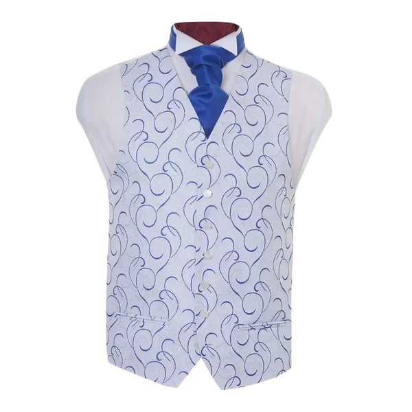 Fancy Waistcoat in Royal & White Swirl
