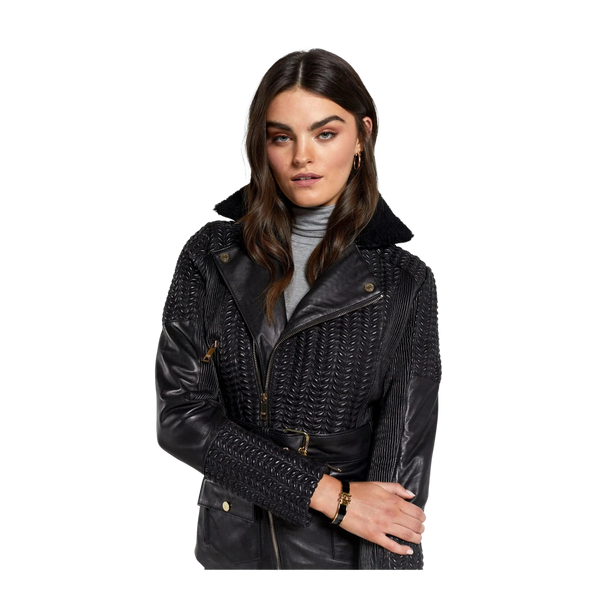 Holland Cooper Chelsea Leather Biker Jacket for Women