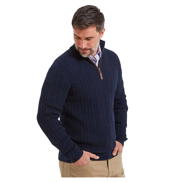 Schöffel Cotton Cashmere Cable 1/4 Zip Jumper for Men