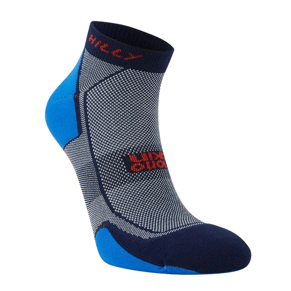 Hilly Pace Quarter Socks for Men in Charcoal & Blue