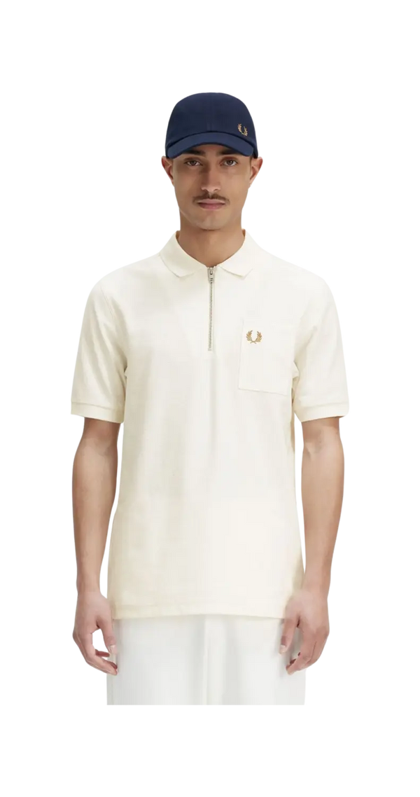 Fred Perry 1/4 Zip Neck Textured Polo for Men